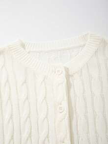 Knit Short Sleeve Sweet & Soft Fitted Cardigan Sweater Top - White - View 4