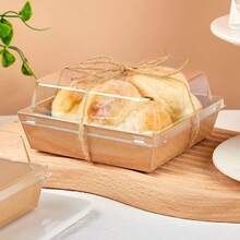 50 Pack 5 Inch Paper Charcuterie Boxes With Clear Lids, Square To Go Cake Slice Containers Small Kraft Bakery Boxes For Dessert, Cookies, Sandwich, Strawberries (Brown) - màu nâu - Xem 2