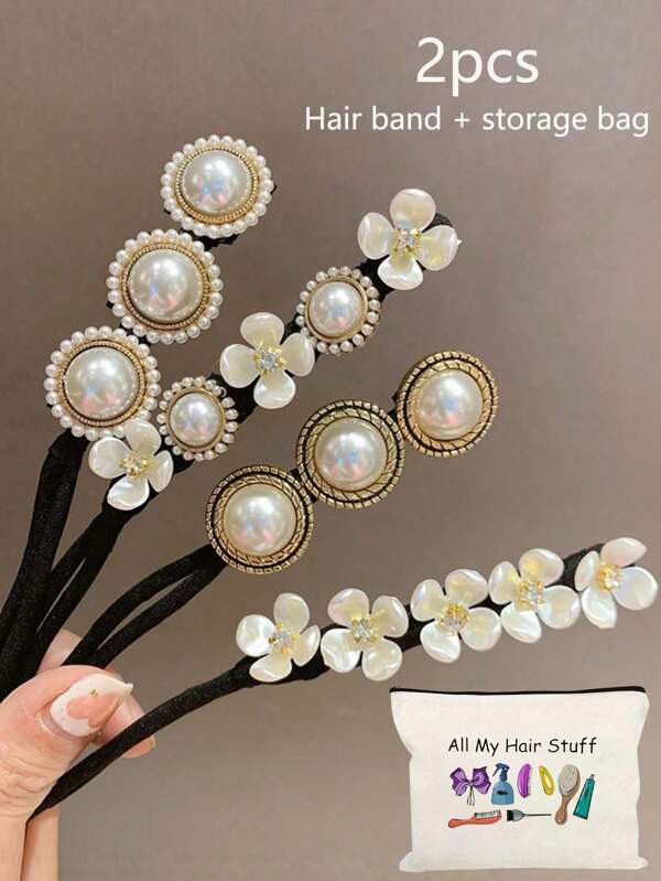 2/1 قطعة مجعد الشعر اللؤلؤي الأنيق، ربطة شعر مزينة باللؤلؤ - أساور أنيقة، مناسبة للمراهقين والبالغين، لؤلؤ اصطناعي عصري، مناسبة للنساء والفتيات، لإنشاء كعكات منفوشة، عدد اللؤلؤ غير محدد (الحد الأدنى قطعة واحدة) ربطات شعر، حامل ذيل الحصان، أربطة مطاطية للشعر، أربطة مطاطية للشعر، أربطة شعر، حبل شعر مطاطي، ربطة شعر، كرات شعر، قطعة رأس