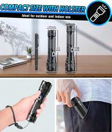 Flashlights High Lumens Rechargeable USB C Flash Light, Super Bright LED Flashlight, Long Beam,Tactical Flashlight Powerful For Emergency, Camping - Black - View 3