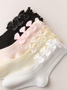 1/4 Par de Cómodas Medias de Malla con Lazo Decorativo hasta el Tobillo, Versátiles y Elegantes Medias de Princesa, Medias Estudiantiles
