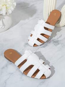 Mule Sandalen mit Hohlmuster für Frauen, Slip-On Outdoor Pantoletten