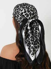 1 pieza Pañuelo de lujo de 90cm para mujer, pañuelo cuadrado estampado a la moda, pañuelo de poliéster versátil y casual para todas las estaciones