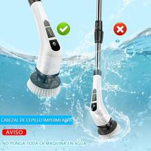 Cepillo de limpieza eléctrico 13 en 1, fregador de suelos eléctrico giratorio, fregador de suelos eléctrico giratorio inalámbrico, 11 cabezales de cepillo reemplazables y mango telescópico ajustable, cepillo de limpieza inalámbrico de 360° para baño, bañera, azulejos, productos de limpieza, tiempo de funcionamiento 90-120 minutos, adecuado para cocina, baño, hogar, artículos para el hogar - Blanco - Ver 6