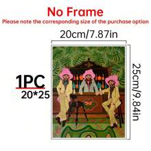 1pc Western Cowboy Figure Painting,Interesting Portraits, Vintage Men Figure Drawing,Olive Green Wall Art,Minimalist Men's Painting