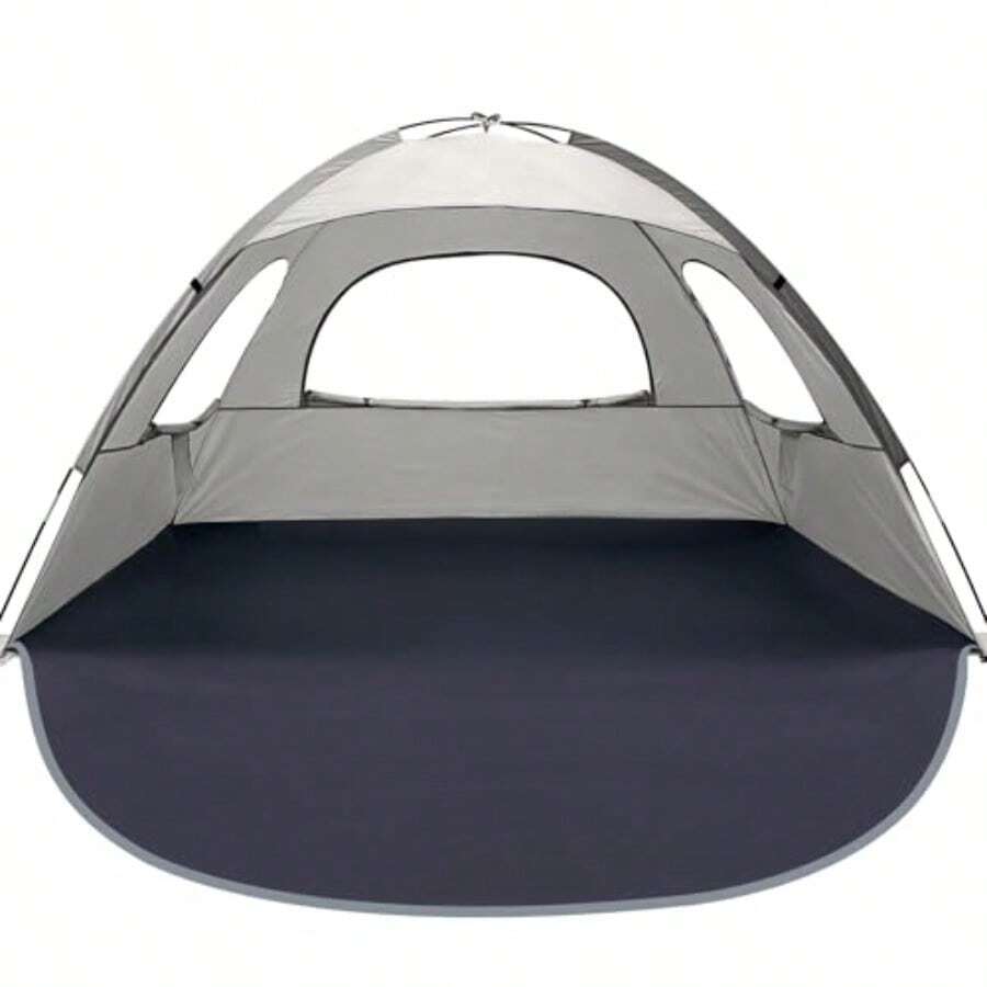 WhiteFang Beach Tent AntiUV Portable Sun Shade Shelter For 3 4 6 8 Person Extendable Floor With 3 Ventilating Mesh Windows Plus Carrying Bag Stakes And Guy Lines - Baby'sBreath - View 1