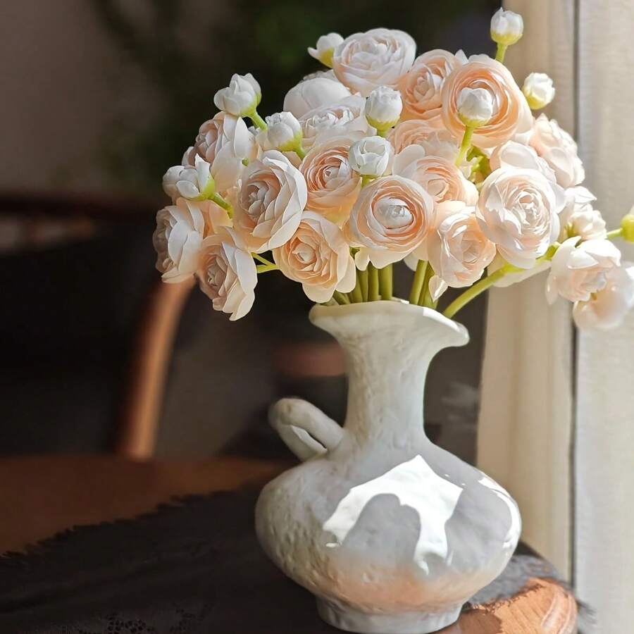 6-Piece Set Of Artificial Lilies, Light Champagne Color, Perfect For DIY Bouquets, Suitable For Weddings, Proposals, Center Decorations, Bridal Parties, And Home Decor