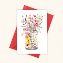 1PC Watercolor Flowers Greeting Cards, Flowers Floral Botanical, Lank Cards, Olded Stationery, For Every Occasion, Bestie Gift For Easter, With Envelope