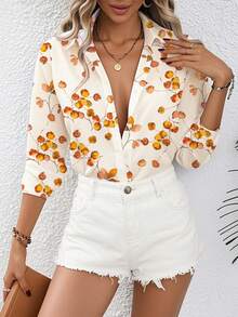 Thời trang nữ Áo sơ mi dài tay một hàng nút mới, Áo dài tay - trắng - Xem 3