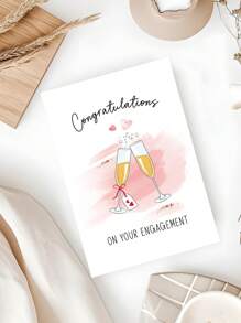1PC Congratulations On Your Engagement Card, Champagne Engagement Card For Couples, Congrats Engagement Card For Him Her, Cheers To Engaged Card
