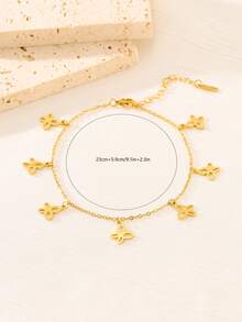 MONALLY 18K镀金时尚金链吊坠沙滩蝴蝶脚链女式不锈钢夏季饰品日常通勤