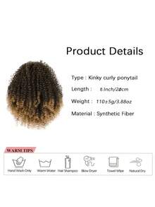 Elegant Kinky Curly Ponytail Extension, High Temperature Fiber, Drawstring African Hairpiece For Women