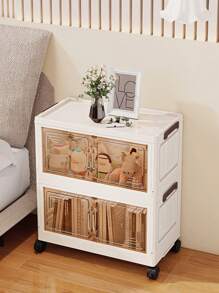 1pc 50cm/19.69in Width Foldable Storage Cabinet, Clothing Wardrobe Cabinet, Kitchen & Dining Tableware Cabinet, Kitchen Organizer Rack, Double Door Foldable Box, 1-6 Tiers Optional, Thick Double Door Rolling Storage Cabinet, Home Furniture Organizer Rack, Organize Clothes Toys Plastic Folding Storage Cabinet