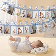 1 Stück Baby-Themen Foto Deko Flaggen auf Wolke Baby Vollmonds Geburtstag Foto Rahmen Flagge Hintergrund Wand Dezember Foto Hängende Flagge