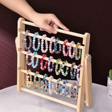 1pc Multi-Tier Wooden Jewelry Organizer Display Rack - Large Capacity Accessory Storage Rack For Earrings, Bracelets, And Hair Accessories, Easy Assembly, Adjustable Countertop Display Stand For Women Storage Organizer Travel Essentials Gift