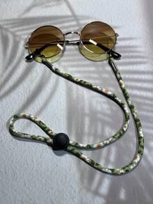 1 件波西米亚风男女款复古波西米亚风格条纹佩斯利编织彩虹格子个性户外运动防丢挂绳，适用于眼镜，多色可选，亚麻材质，配硅胶环配件（不含眼镜）