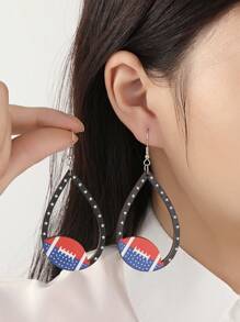 1 Paar tropfenförmige Holz-Ohrringe, Hängeohrringe für Frauen und Mädchen als Accessoire und Schmuck für den amerikanischen Unabhängigkeitstag