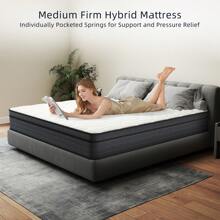 CHEVNI Twin Full Queen King Mattress,12 Inch Pocket Springs With Gel Memory Foam, Hybrid Mattresses In A Box