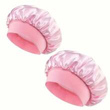 1/2Pcs Silk Bonnet For Sleeping, Satin Hair Bonnets, Soft Elastic Band Silk Sleep Cap, Silk Hair Wrap For Curly Hair (Black&Pink]
