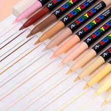 12-Farben-Set hautfarbener wasserlöslicher Soft-Tip Marker, deckend und stapelbar, Studentenwasserfarben-Stifte, kein Drücken nötig, Kunstmalerei, Handzeichnung, Graffiti-Stift, wasserdicht, Schulbeginn, Schulmaterial