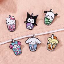 Sanrio Sanrio 1 szt./6 szt. Hello Kitty Anime Cartoon Urocza i oryginalna broszka metalowa naszywka, dodatek do odzieży, dodatek do plecaka, nadaje się do noszenia na co dzień i jako prezent dla przyjaciół. Akcesoria do szkoły, biura, koszul, kurtki, biżuterii, przypinki na Halloween, zabawne prezenty dla nauczycieli.