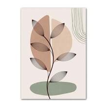 1pc Geometric Abstract Bohemian Canvas Painting Printed Nordic Poster Leaf Sun Rainbow Wall Art Picture Living Room Decoration Optional Frame - Multicolor - View 74