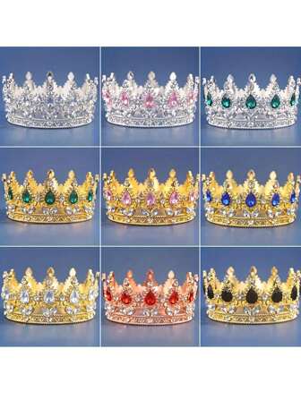 1 件小水晶皇冠发夹，适用于侧发髻、公主生日皇冠、蛋糕装饰、花卉礼品装饰