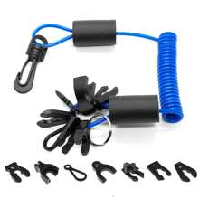 Universal Boat Lanyard - Comes With 7 Keys And Key Rings - Floats On Water, Kill Switch Cords For Watercraft, Jet Skis, And Outboard Engines (Red/Blue/Black)
