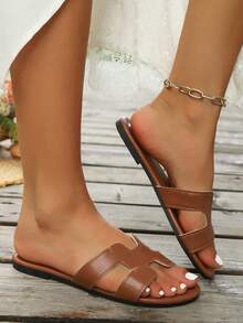 New Summer Sandals, Suitable For Outdoor Wear, Flat, Simple And Versatile, Comfortable And Fashionable, Korean Design, Beach Travel, Casual For Seaside