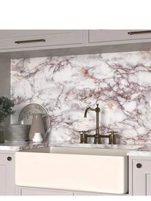 1 rollo de papel de contacto brillante, pegatinas de pared autoadhesivas, papel tapiz de PVC desprendible, es decir, papel tapiz con patrón de piedra de flores grandes que se puede pelar, adecuado para la cocina, el dormitorio, la sala de estar, la decoración de muebles de encimera, rollo de papel tapiz para decoración del hogar y renovación de muebles 40cm x 5m - Amarillo - Ver 3