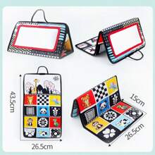 1 PC Foldable Baby Floor Mirror Toy Tummy Time Sensory Baby Toy Baby Montessori Developmental Crawling Toy New Red Baby Funny Mirror Toy, Foldable Car Backseat Hanging Pendant For Visual Training With 6 Patterns, Birthday Gift, Christmas Easter Halloween Gifts Parent