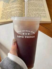 1/2pcs 700ml Or 470ml PP Coffee Cup, Portable Cartoon Straw Cup, Ice Caffe Americano Cup, Couple Water Bottle Back To School