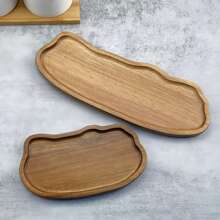 1/2pcs Wood Serving Tray, Wooden Fruit Plate, Solid Wood Dessert Plate, Multi-Functional Snack Dish, Decorative Food Tray, Washable Serving Platter, Coffee Cup Tray, Tea Cup Tray, Cheese Board For Home, Innovative Bread Tray, Room Decoration, Kitchen Decoration, Service TraySuitable For Family Gatherings, Friends Party Tray And Christmas Gatherings