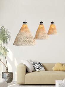 Hand Woven Rope Lampshade, Bohemian Style Hanging Decorative Pendant For Homestays, Restaurants,Bedrooms, Living Rooms, Balconies, Rustic Fabric Design, No Electricity Needed