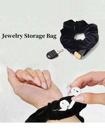 Velvet Scrunchie With Zipper Pocket, Fashion Sports Hair Tie Hair Accessories Ponytail Holders Hair Elastics Hair Rubber Bands Scrunchies Hair Rope Elastic Hair Tie