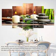 5 件/套无框蜡烛按摩石香薰画布、时尚海报、家居装饰艺术、图案墙面艺术装饰、适用于客厅、卧室、办公室、餐厅、酒吧墙壁装饰、防水、无味、印刷、艺术、海报、墙壁艺术、房间装饰用品、现代、植物、动物