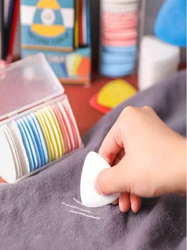1 Set Of 10 Triangle Sewing Marking Chalk - Sewing Accessories Multi-Color Edging Fabric Marker Tools For Precision Crafting, Ideal For Sewing, Embroidery, Makeup, Marking And Multicolor Creation - Comes With Durable Plastic Storage Box For Easy Organization (Random Color)