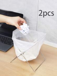 1pc/2pcs Stainless Steel Foldable Trash Bag Holder & Cleaning Cloth Rack, Kitchen Waste Bin Organizer