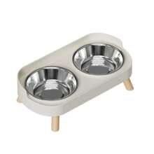 Elevated Stainless Steel Pet Bowl Set, With Stand And Double Bowls, Suitable For Small Dogs And Cats, With Splash Guard - Pet Feeder