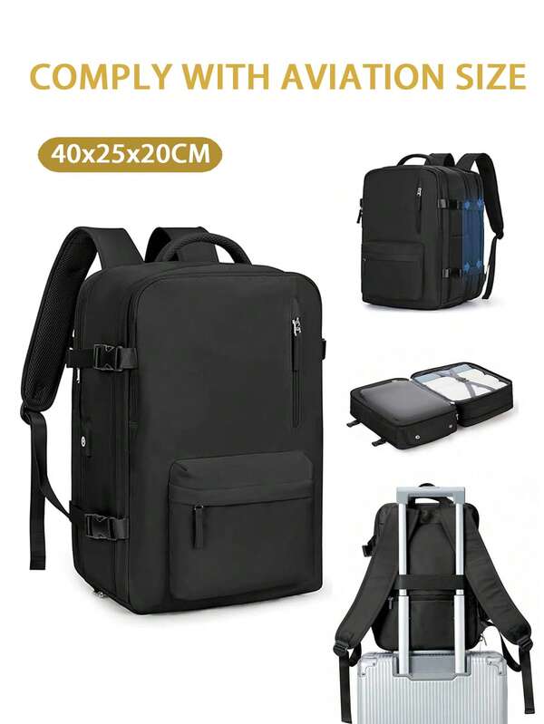 Mochila de viagem Ryanair, bolsa de cabine 40x20x25, bolsa de cabine sob o assento, bolsa de aviação, mochila de viagem feminina, mochila casual com certificação de aviação, mochila de bagagem para atividades ao ar livre, bolsa de fim de semana empresarial com expansão, com saída USB Mochila de viagem masculina à prova d'água