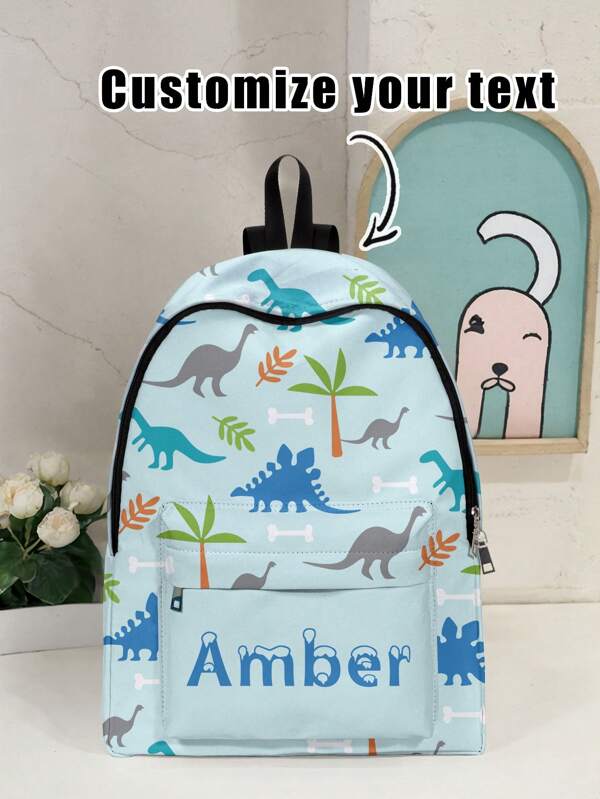 Mochila com texto personalizável e bolsos, adequada para crianças e adolescentes, com possibilidade de imprimir seu próprio nome ou o nome de um amigo/familiar como presente, ótima para o Ramadã, Dia das Mães, Dia dos Pais, volta às aulas, creche, temporada de viagens, para filho ou filha, mochila com texto personalizada