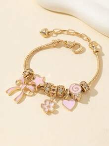 1 Piece Women DIY Bead Pink Bow Love Lollipop Flower Pendant Fashion Accessory - Multicolor - View 3