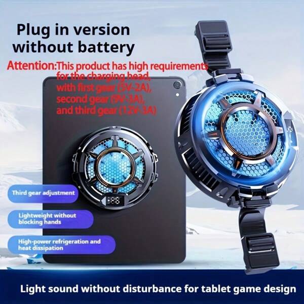 [Raffreddatore iPad ad alte prestazioni 30W] MEMO CX05 Raffreddatore magnetico per iPad, ventola di raffreddamento ad alte prestazioni a 3 modalità da 30W, design a molletta in silicone 2-in-1, luce da gioco a LED, monitor di temperatura, senza batteria inclusa, richiede utilizzo con alimentazione elettrica.
