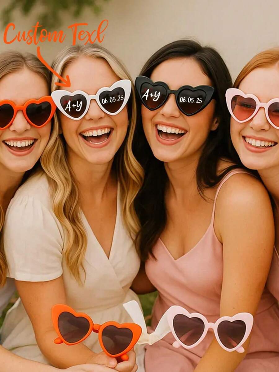 1pc/10pcs/20pcs/ Customized Bachelorette Party Heart Shaped Sunglasses, Bachelorette Beach Party Heart Shaped Sunglasses, Bridesmaids Sunglasses, Heart Shaped Sunglasses, Multi-Functional, Ornamental, Reusable, Exquisite, Stylish, High-Quality, Colorful, Modern, Custom, Personalized, Unique, Ideal Gifts For Him, Tea Room, Home, Garden, Office, For Anniversaries, For Valentine's Day, For Mother's Day, For Birthdays, For Father's Day, For Graduation, For Weddings, For Housewarming, Summer Holiday