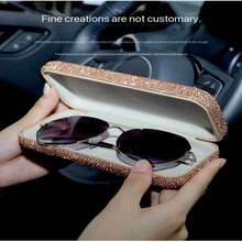 DIY Rhinestone Decorated Car Sunglasses Storage Box, Portable Eyeglass Holder For Car Interior, Cross-Border Hot Selling Item