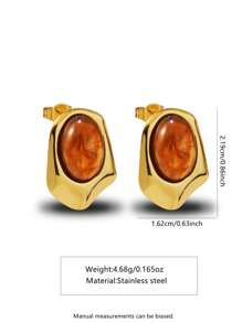 1 par de pendientes de acero inoxidable con forma geométrica en tonos granates, adecuados para que las mujeres los usen en fiestas o como regalo para amigos