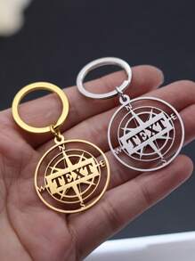 1pc Customized Compass Keychain (Without Chain) - Laser Engraved Stainless Steel Personalized Plate Keychain, Durable Handmade Teacher And Student Gift, DIY Customizable Boy's Fashion Accessory, Teacher Gift Item | Modern Keyring | Laser Engraved Metal, Adorable Keychain