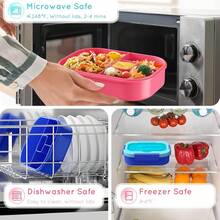 Bento Box, 44oz 4 Compartment Lunch Container With Cutlery For Kid/Adult/Toddler, Leak Proof, Microwave/Dishwasher/Refrigerator  Convenient Lunch Bento Box For School, Work, Picnics And Home Use. The Package Includes A Lunch Box With 4 Compartments, Reusable Tableware, 4 Muffin Cups And Animal Food Picks Set