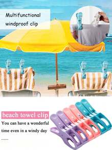 12-1pc Beach Towel Clips, Plastic Beach Towel Clips, Clothespins, Windproof Clothespins, Large Cute Windproof Clothespins, Plastic Quilt Clips, Use These Brightly Colored Heavy-Duty Beach Towel Clips To Secure Your Beach Towels! Windproof And Seamless Sheet Socks Holder Clips, Suitable For Home Use And Travel