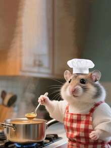 1件/2件新款仓鼠厨师帽，仓鼠搞笑变身厨师帽，仓鼠，豚鼠，小宠物帽，蛇，鹦鹉，鸟，鸡，鸭，蜥蜴帽 - 彩色 - 查看 6